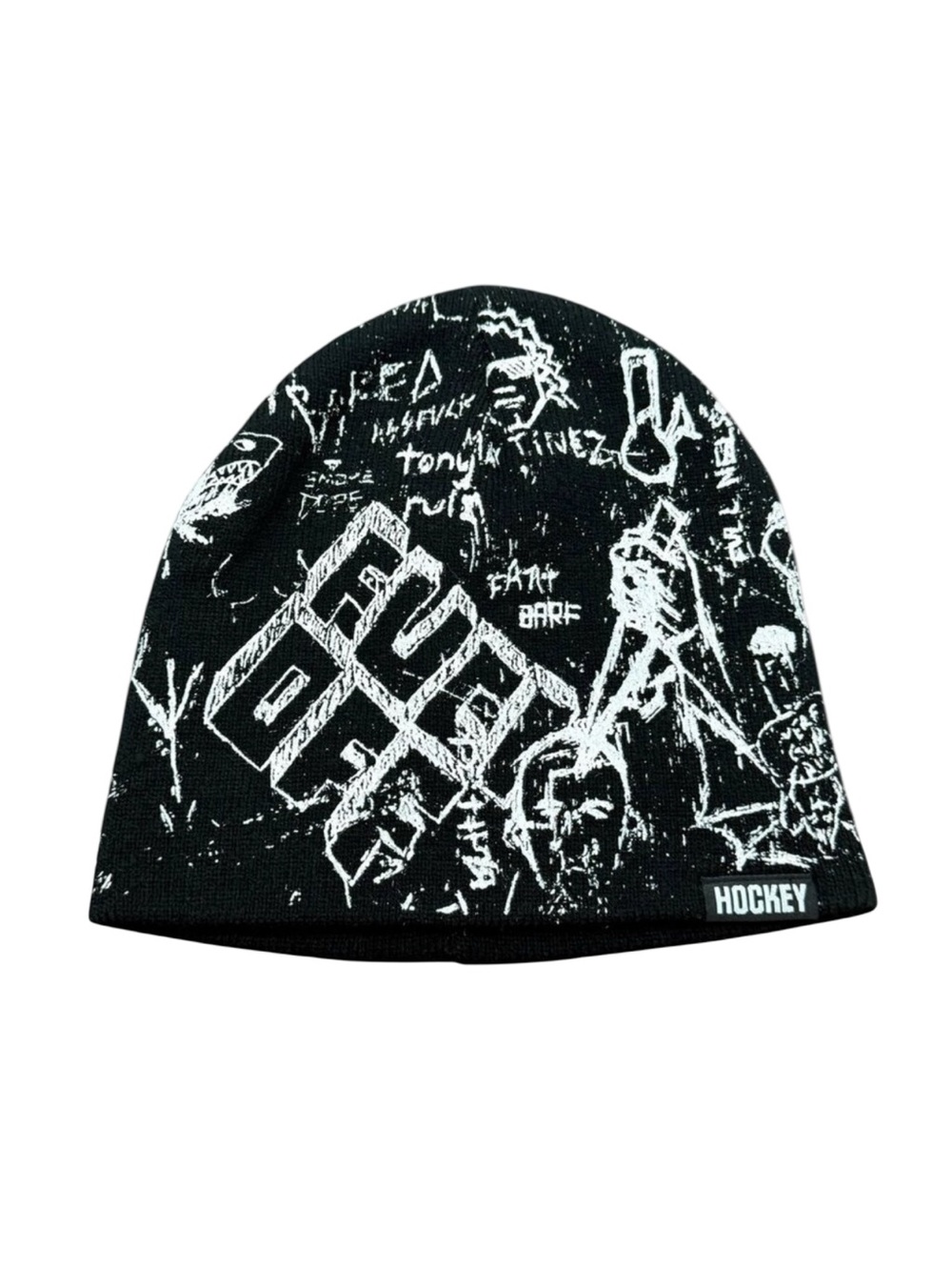 Hockey beanie cotton black/white